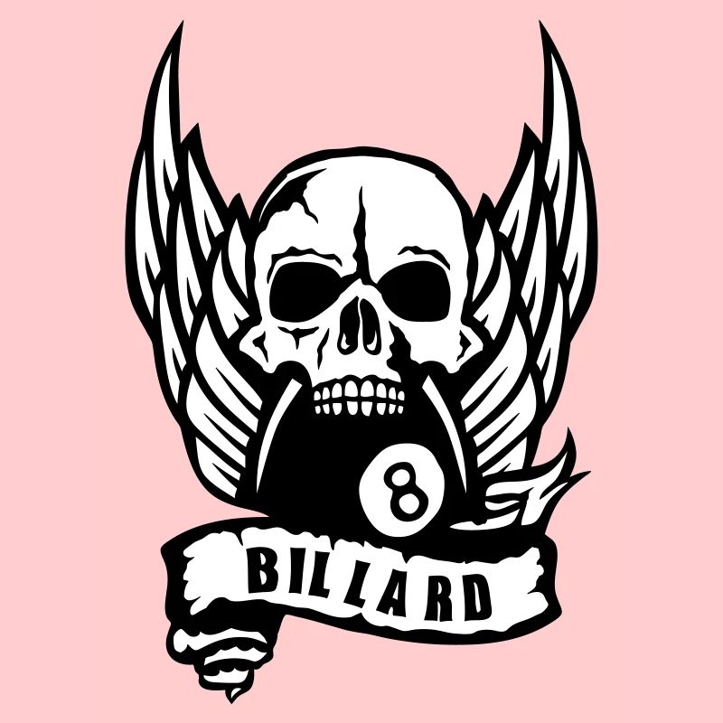 billard tete mort skull aile banderole logo