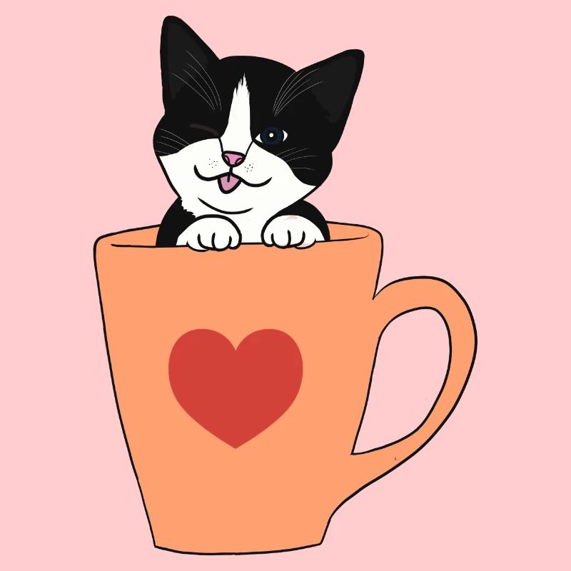 Sticker chat noir et blanc