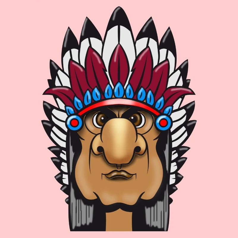 Grimmiger Indianerhäuptling mit Federschmuck Comic