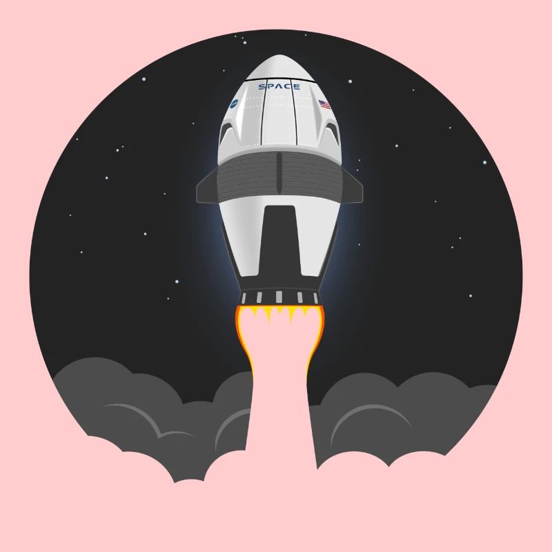 La fusée spatiale vole dans l’espace