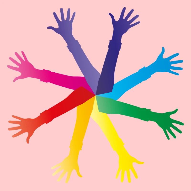 Mains colorées - diversité et intégration