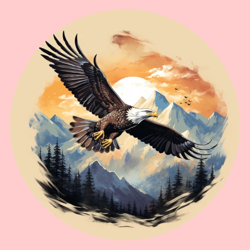 Eagle flight - eagle over mountain peaks