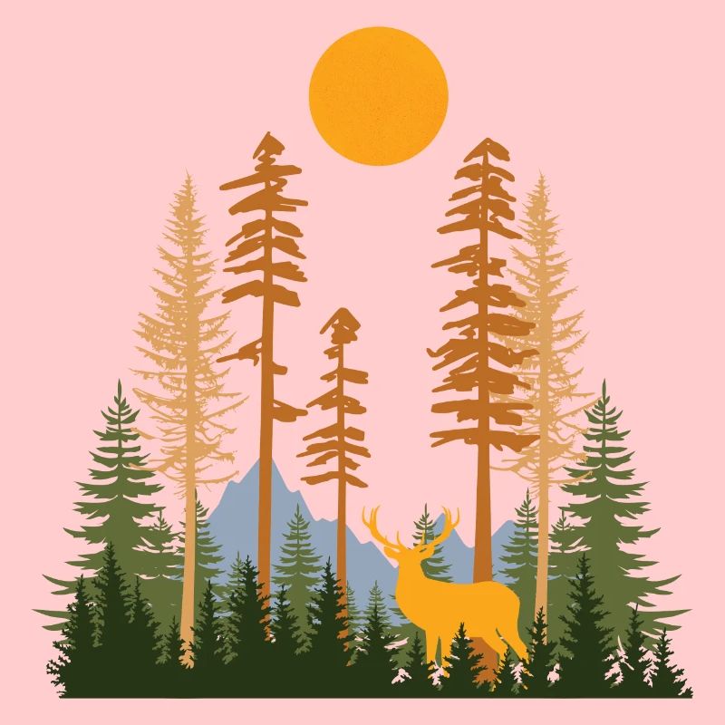 Forêt cachée et cerfs