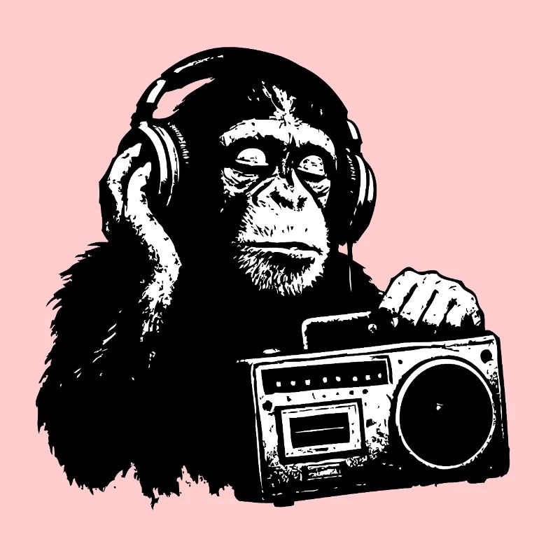 Monkey with cassette recorder