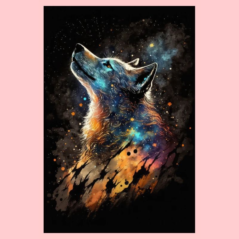 Wolf Galaxy Space Stars Space Mystical Cool