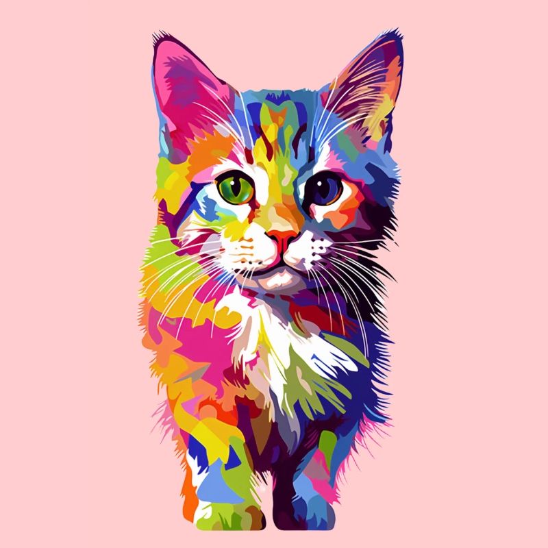 Chat coloré espiègle