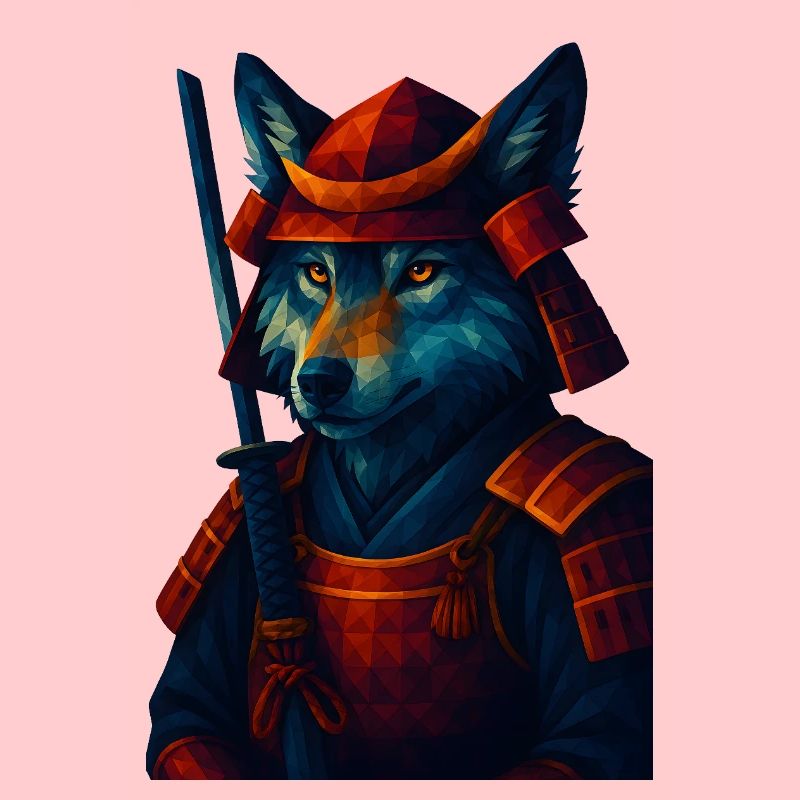 WPAP Style Animal - Samurai Wolf Ancient Armor