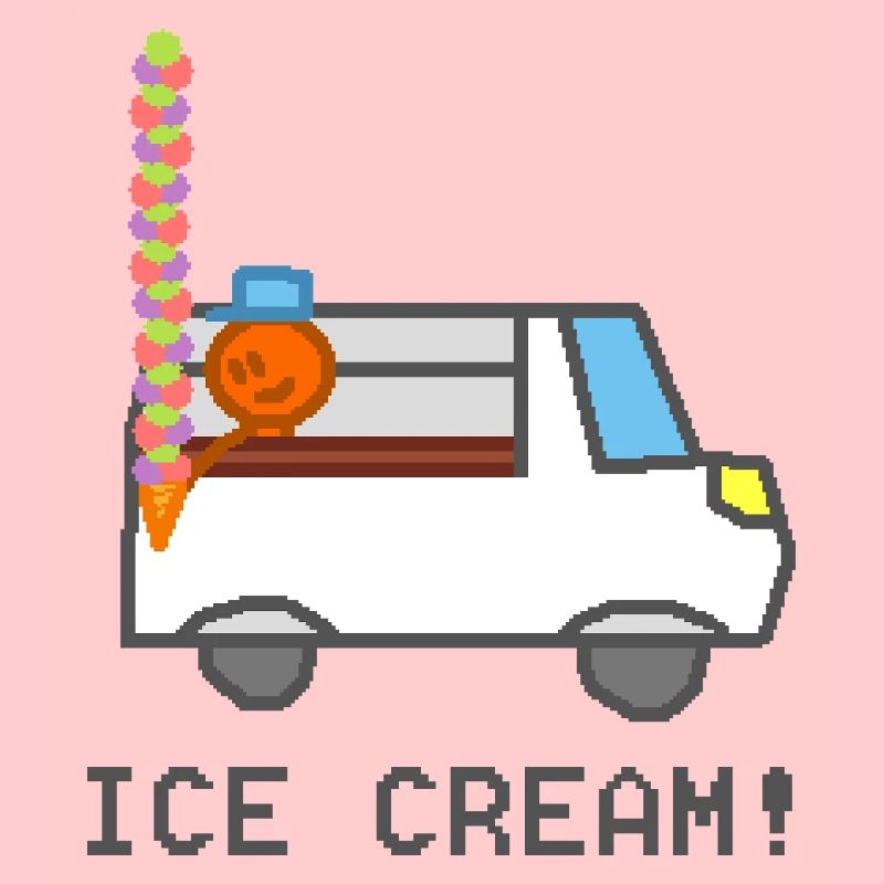 Eiswagen mit lächelnder Figur