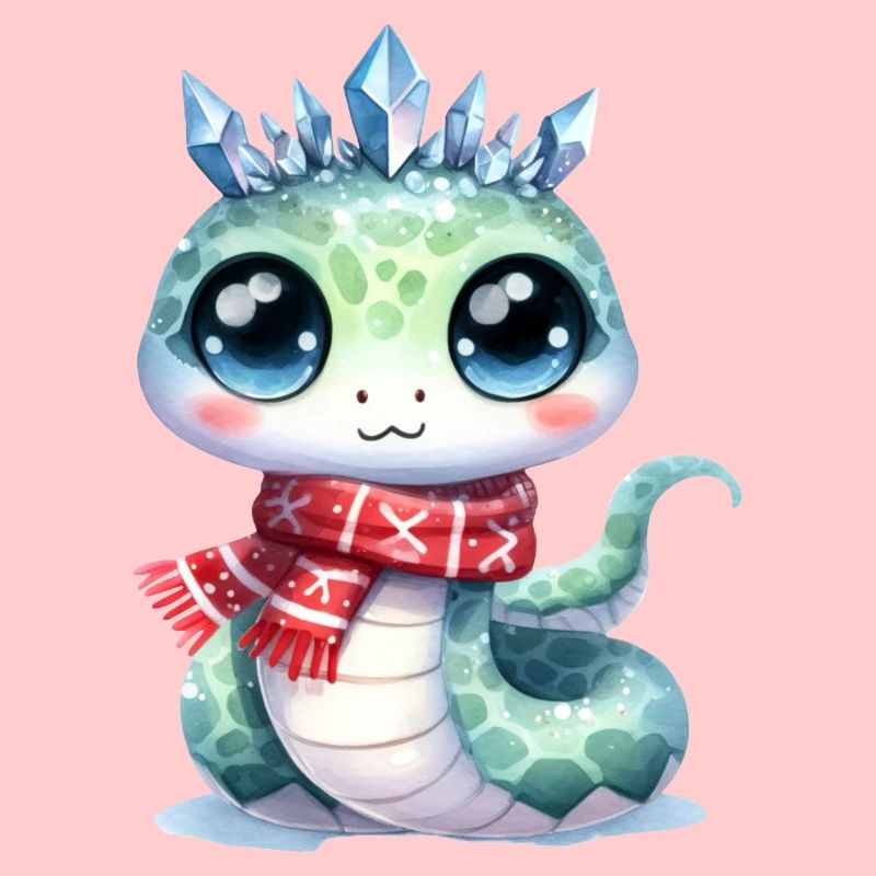 Serpent mignon avec Couronne de cristal de glace