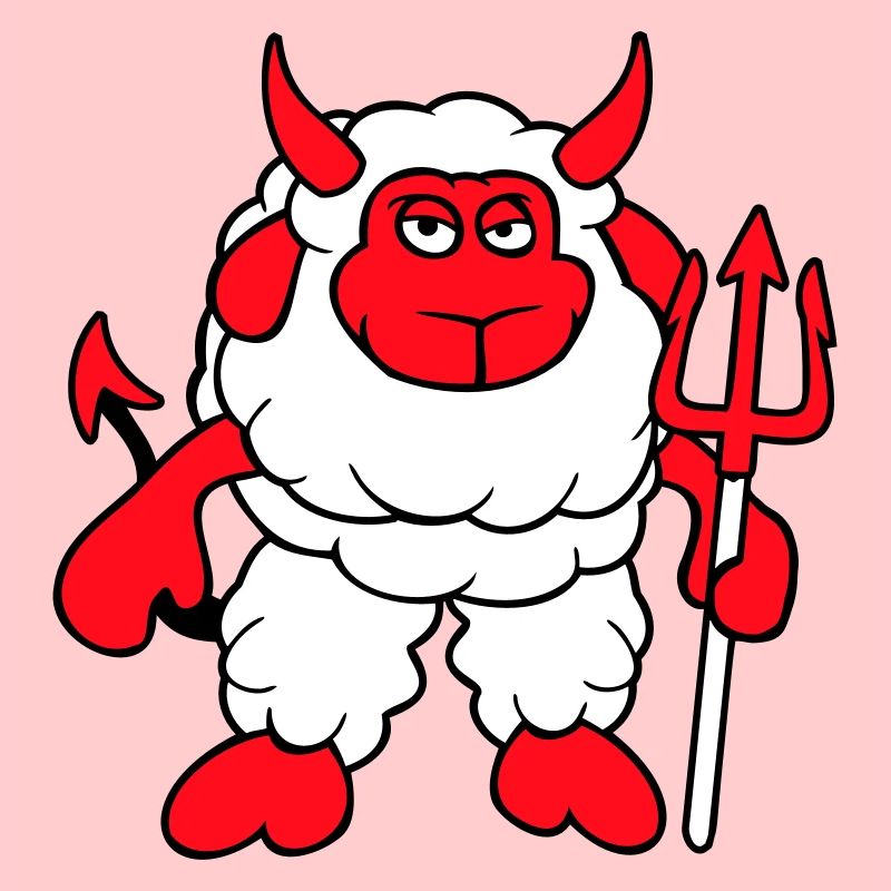Mouton Diable Satan Enfer Mal Trident Cornes Cool