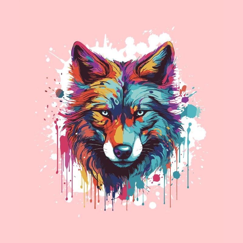 Wolf Tier Pop Art Kopf