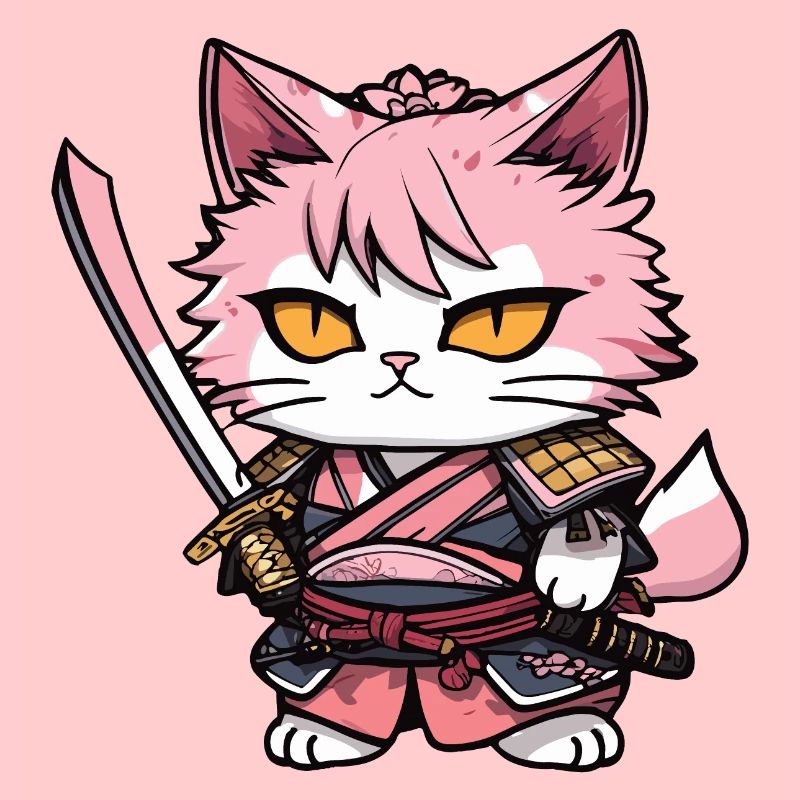 Samurai Katze & Kirschblüten #13