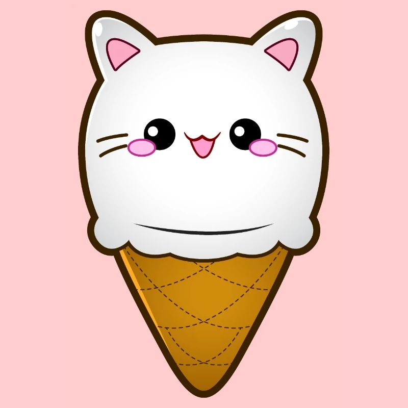 Ice Cream Cat Eiscreme Eis Katze Vanille Eiskugel