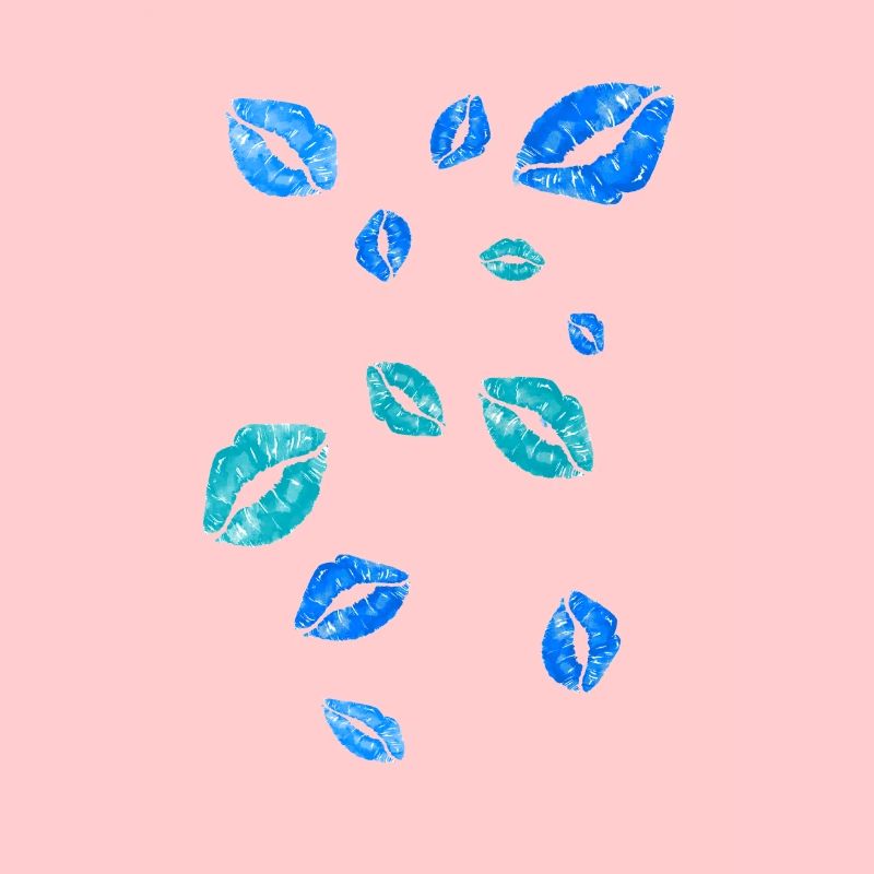 baiser bouche, bleu, baisers, baiser