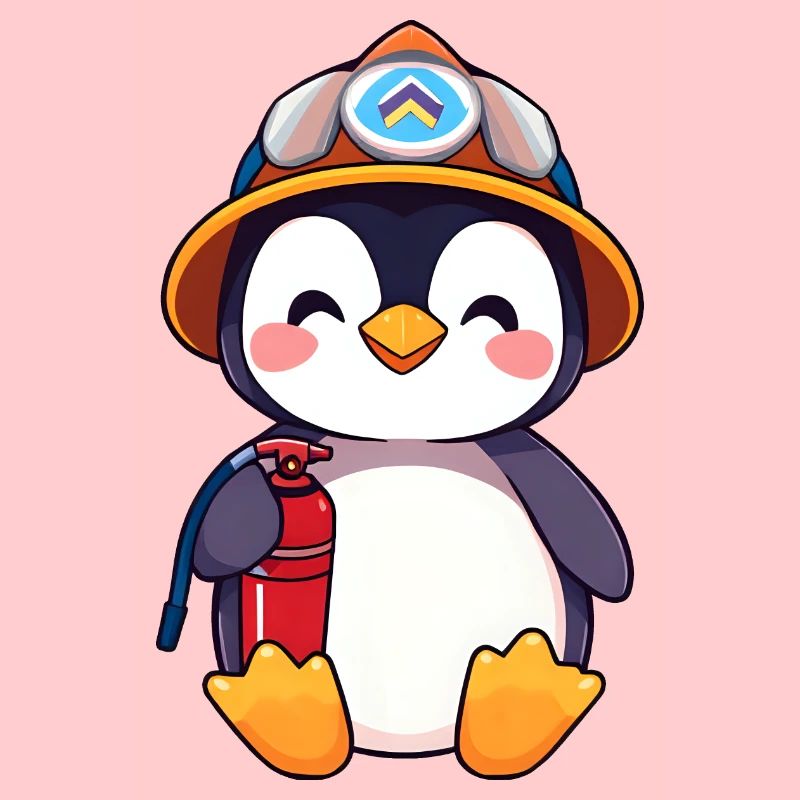 Vorbereiteter Pinguin-Brandschutz-Cartoon