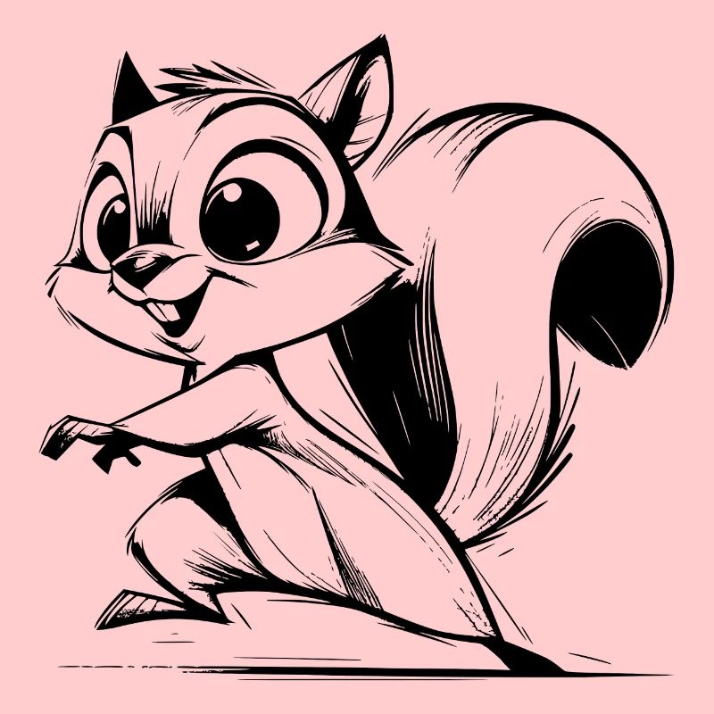 Mignon bébé écureuil dessin au crayon