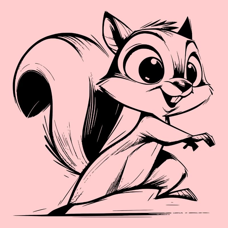 Petit écureuil mignon dessin au crayon