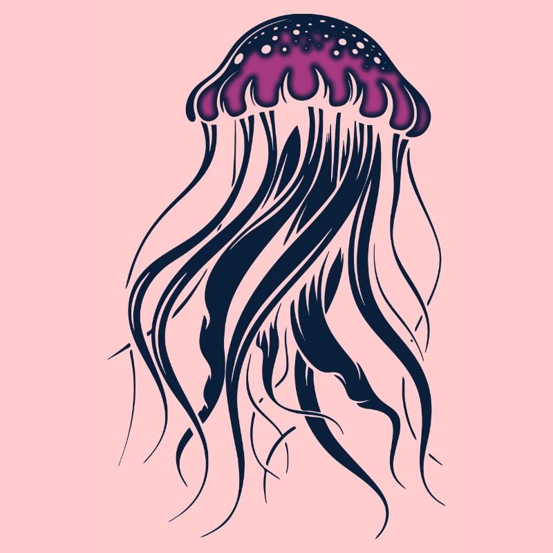 Float and glow, jellyfish with tentacles