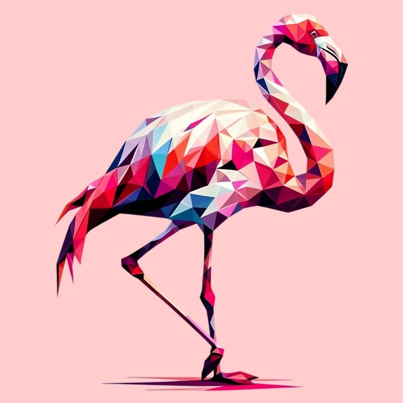 Flamant rose polygonal