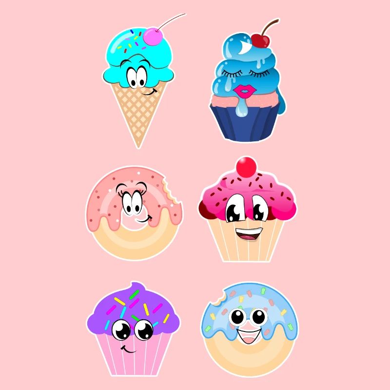 Sweets, beignets, cupcakes, glace