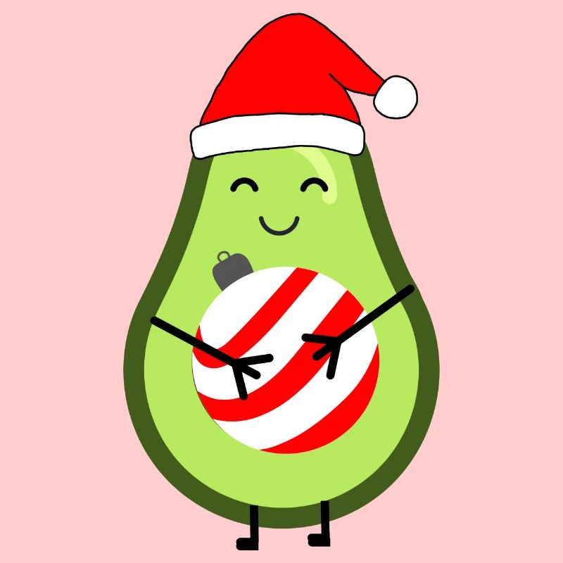 Liebevolle Avocado mit Weihnachtskugel