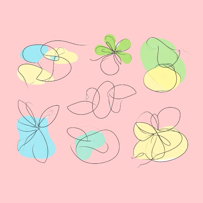 delicate lines, sketches, abstract, pastel