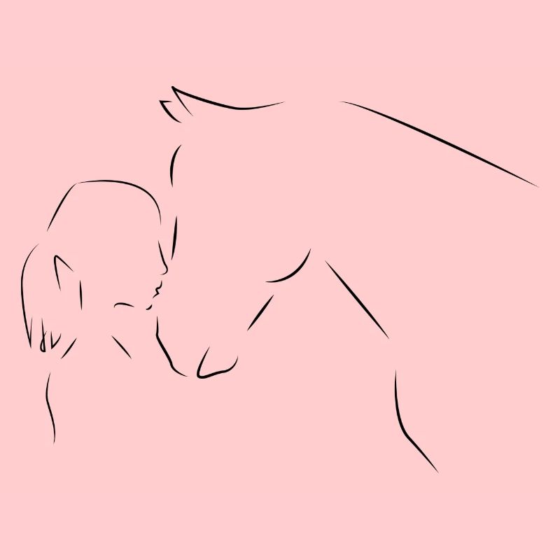 Fille avec cheval dans les lignes