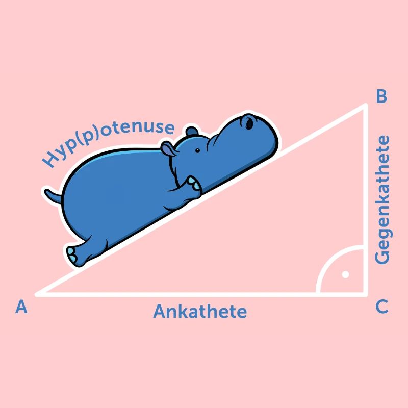 Hyppotenuse Pythagoras Mathe Hippo Lehrer Geschenk