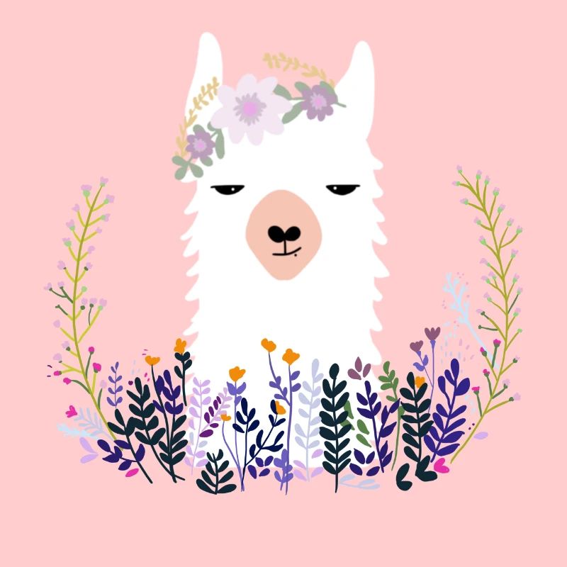 Lama en fleurs