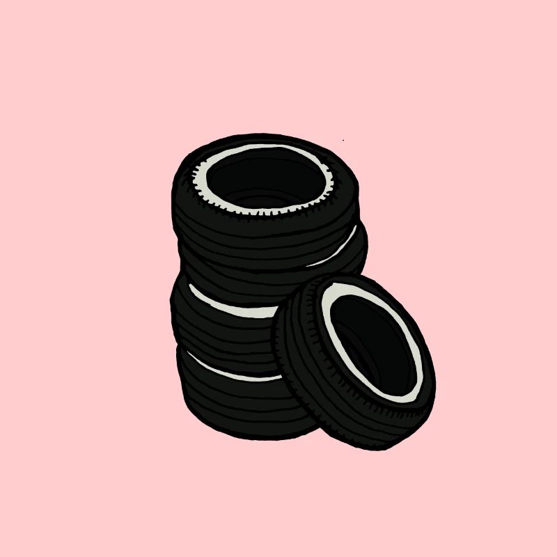 Alte Autoreifen, Comicstyle, Geschenkidee Männer