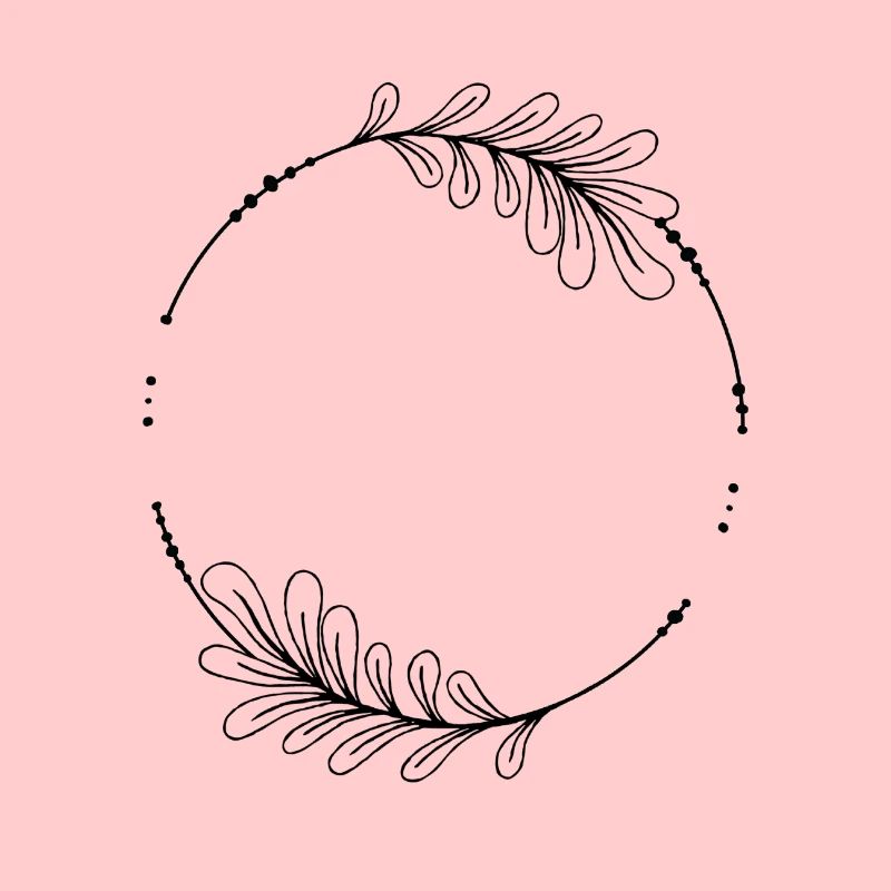 Schwarzer Kreis Rahmen mit Blättern