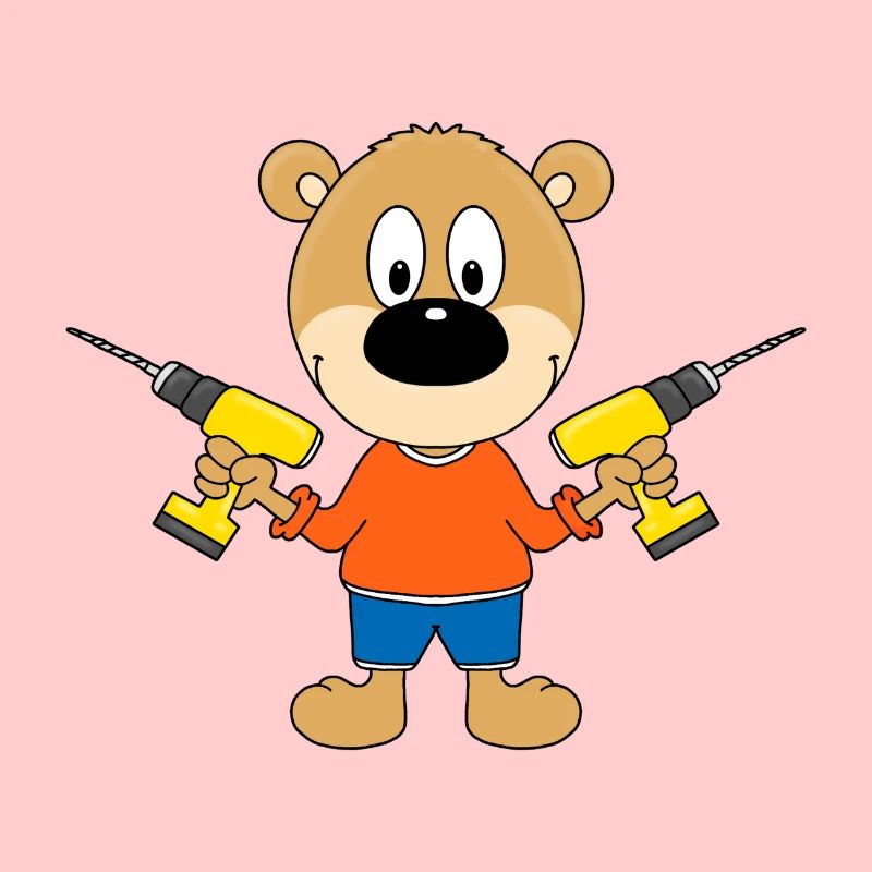 TEDDY - BÄR - HEIMWERKER - HANDWERKER - BOHRER