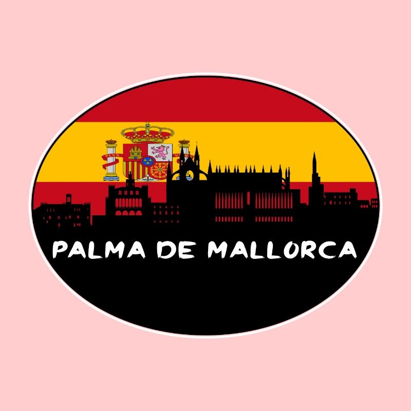 Palma de Mallorca Spanien Flagge Skyline Silhouette Tr