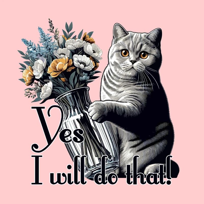 BKH British Shorthair Cat Vase Topple Over Gift