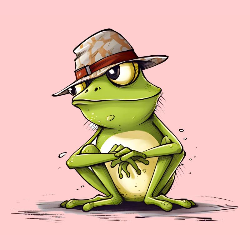 Grenouille cool avec chapeau