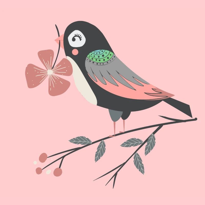 bird with four-leaf clover
