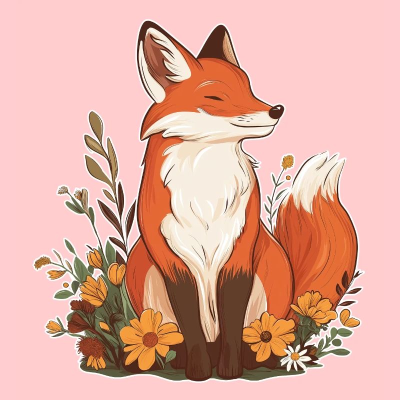 Fuchs mit Blumen