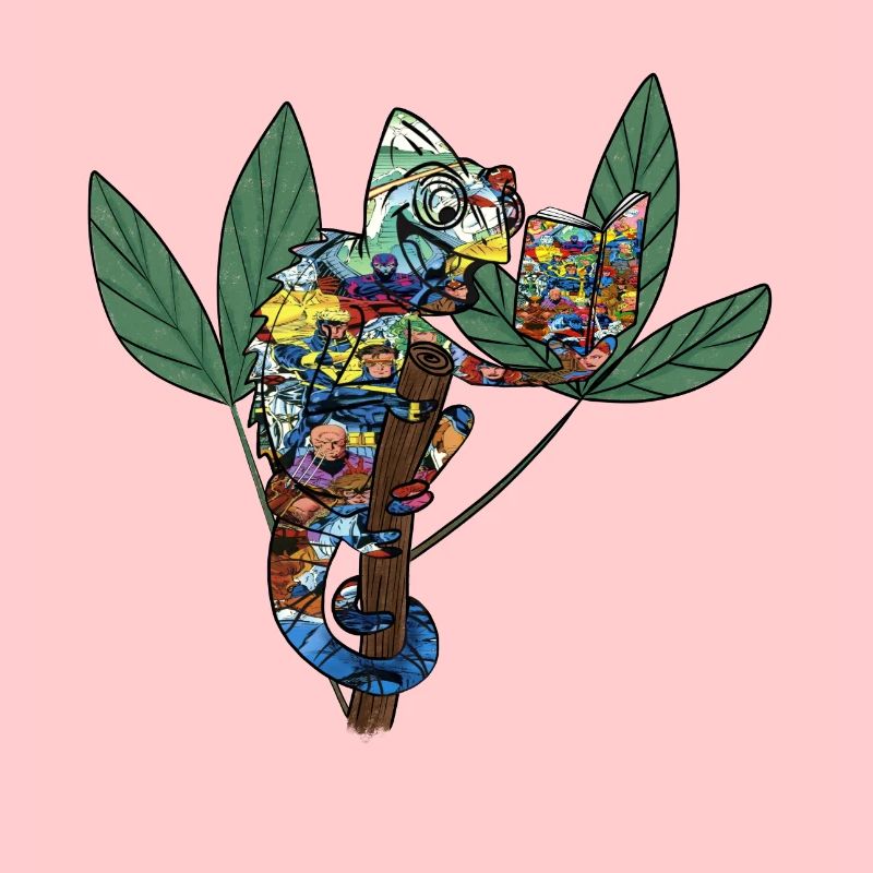 Cool chameleon with comic