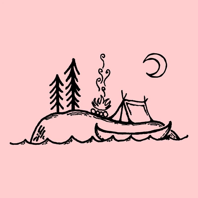 Island, Campfire, Camping & Canoeing