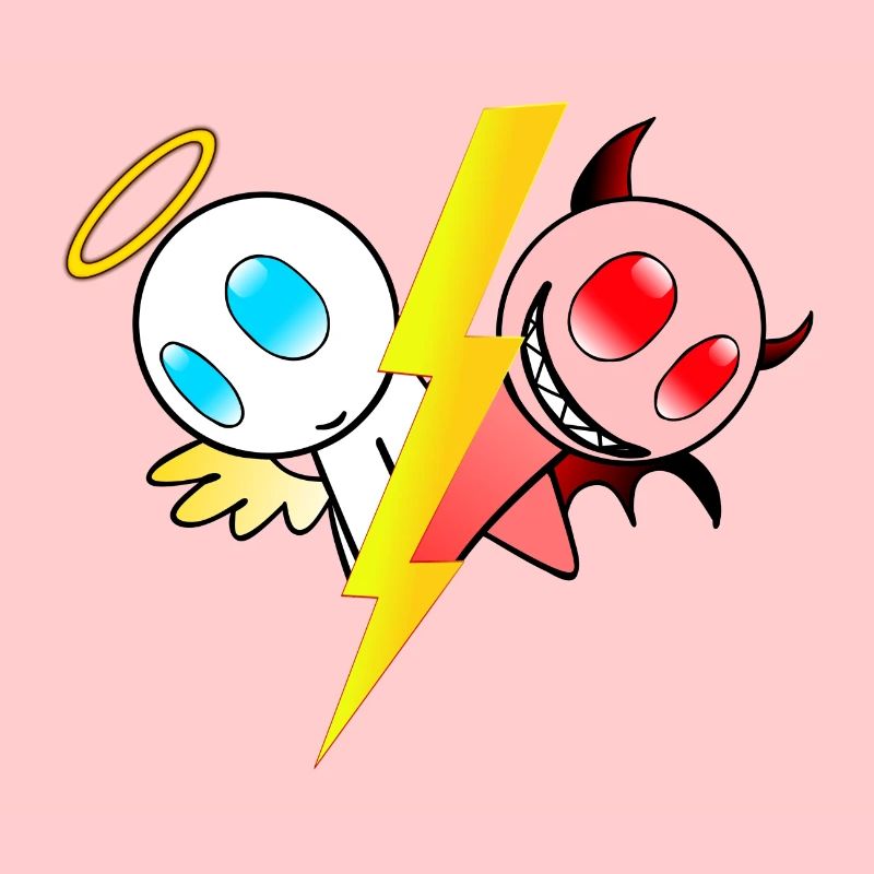 Ange ou diable. Bon ou Mauvais. Doux ou effronté