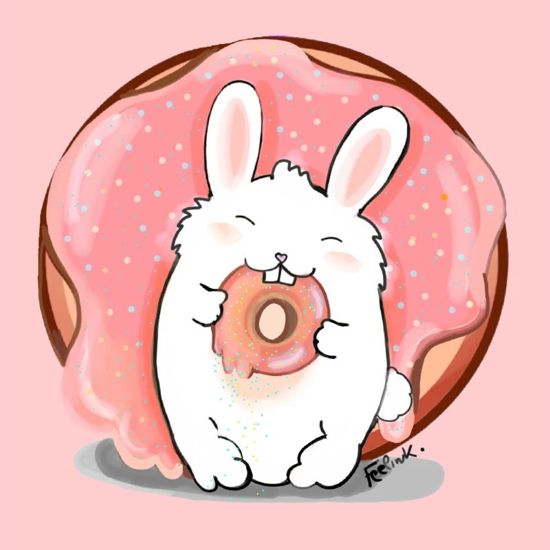 Lapin lapin doux avec beignet lapin de Pâques