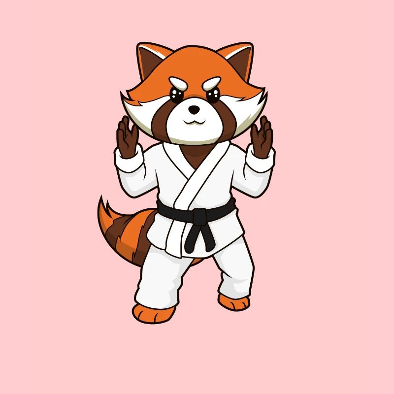 Comic roter Panda macht Judo