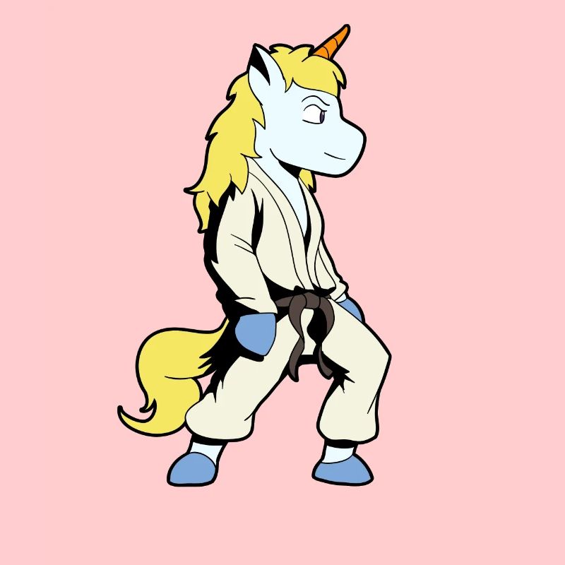 Comic Einhorn macht Judo