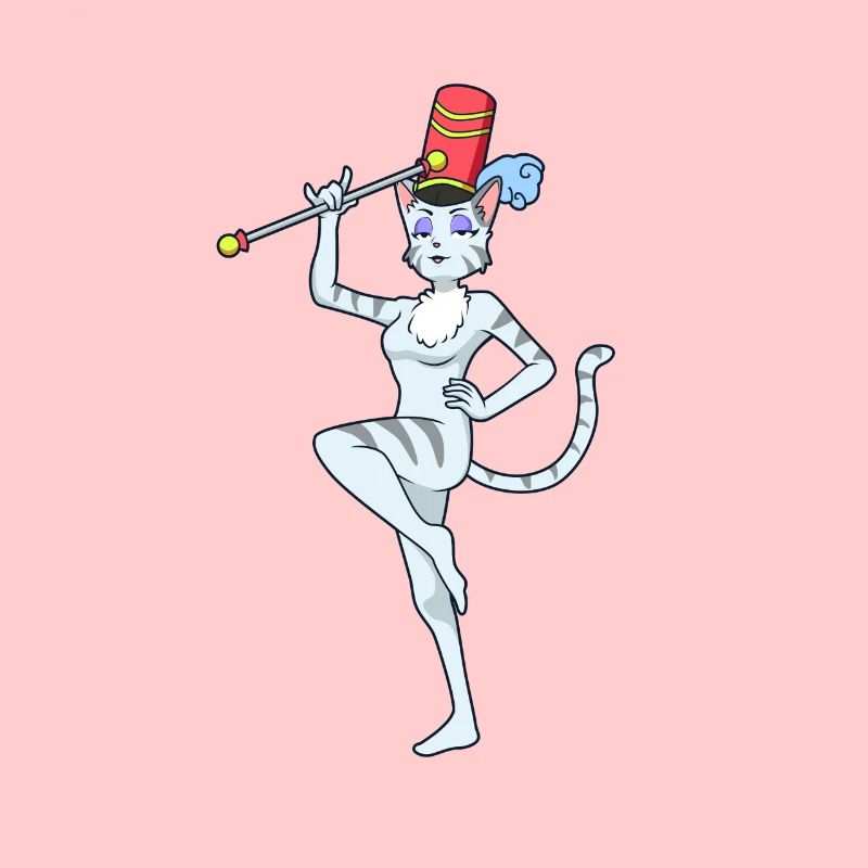 Comic Katze beim Twirling