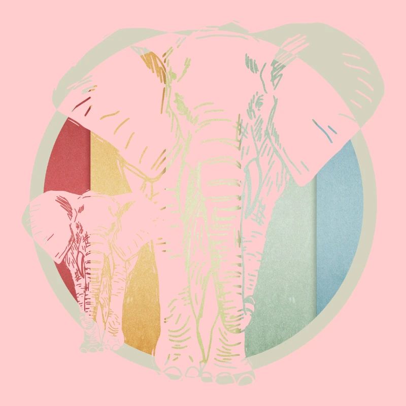 Éléphant rétro coloré