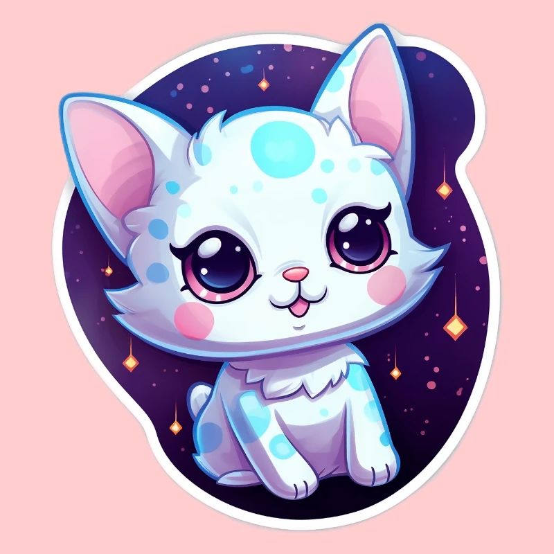 « Kitty Galaxy: Dessin animé mignon flottant dans l’espace »