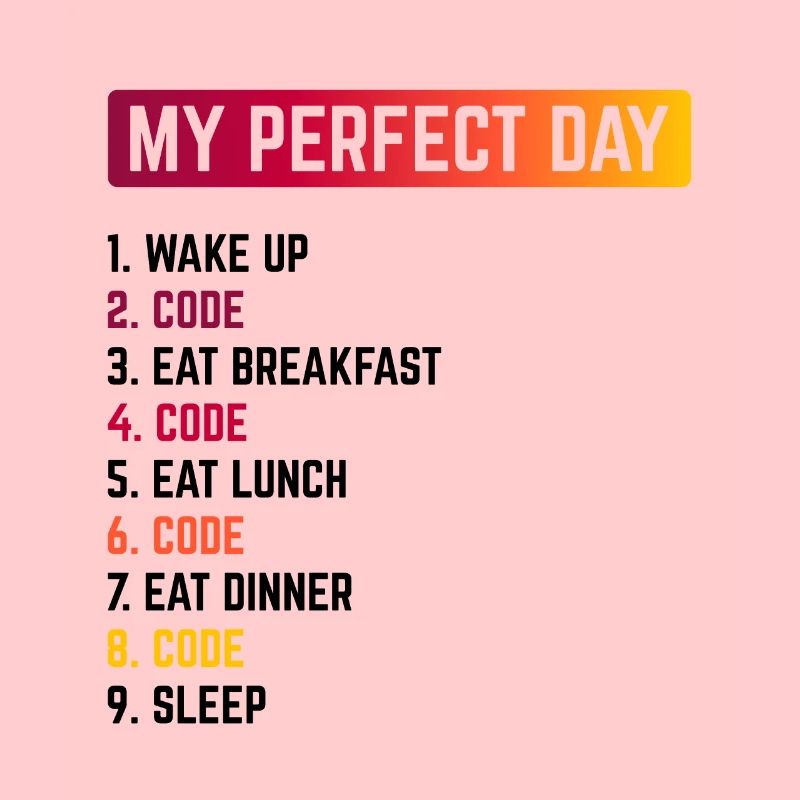 My Perfect Day Wake Up Code Software Developer Pro