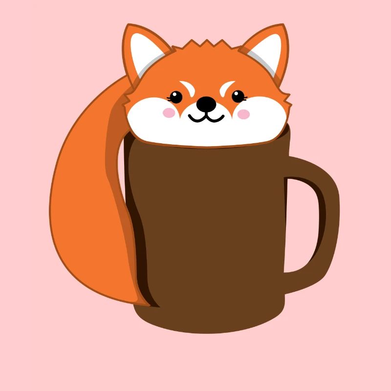 Fox - Coffee - Tase - Comic Style - Gift