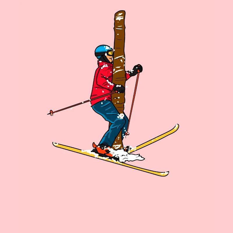 Skier funny tree collision gift idea