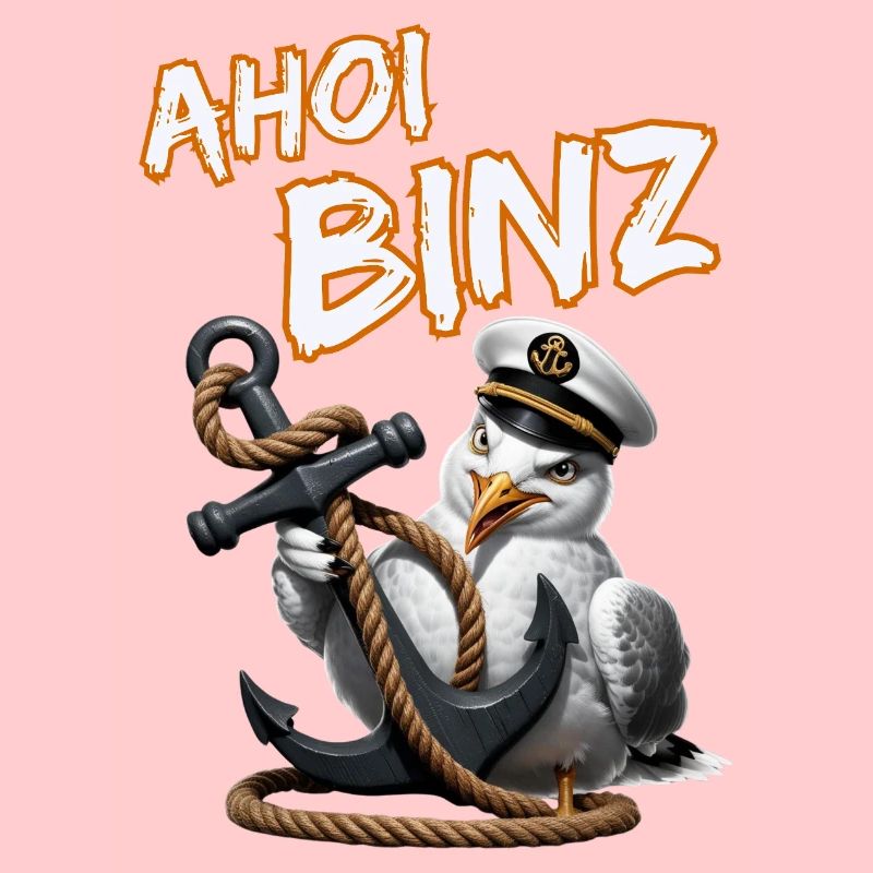 Ahoi Binz ! lustige Möwe mit Anker
